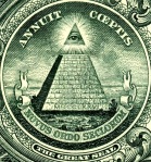 Пирамида На купюре достоинством 1 доллар изображена незаконченная пирамида, являющаяся элементом Большой печати США. Над пирамидой размещена фраза на латыни «Annuit Cœptis» - «Он благословил наше предприятие», под ней – «Novus Ordo Seclorum» – «Новый порядок эпохи». Пирамиду венчает «Всевидящее око» - масонский знак: масонами были и один из авторов американской Декларации независимости Бенджамин Франклин (1706-1790), и первый президент США Джордж Вашингтон. По официальной версии, пирамида символизирует фундамент развития: пирамида символ мощи, а отсутствие вершины означает необходимость дальнейшей работы.